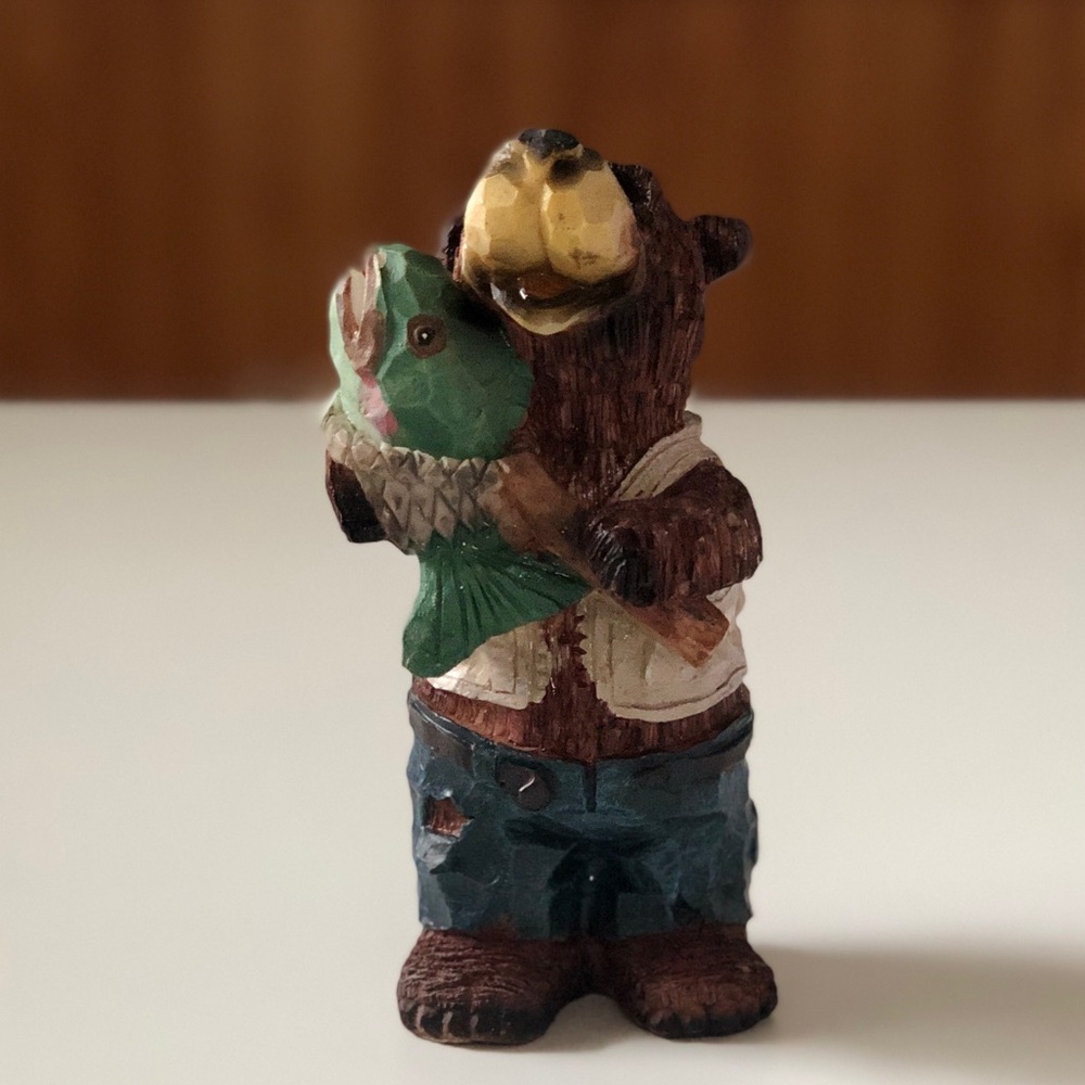 Lodge style cabin decor fisherman Bear Figurine
